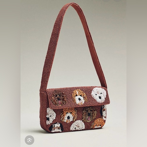 NWT Anthropologie The Fiona Beaded Bag:  Animal Edition, Multidog - Picture 2 of 5